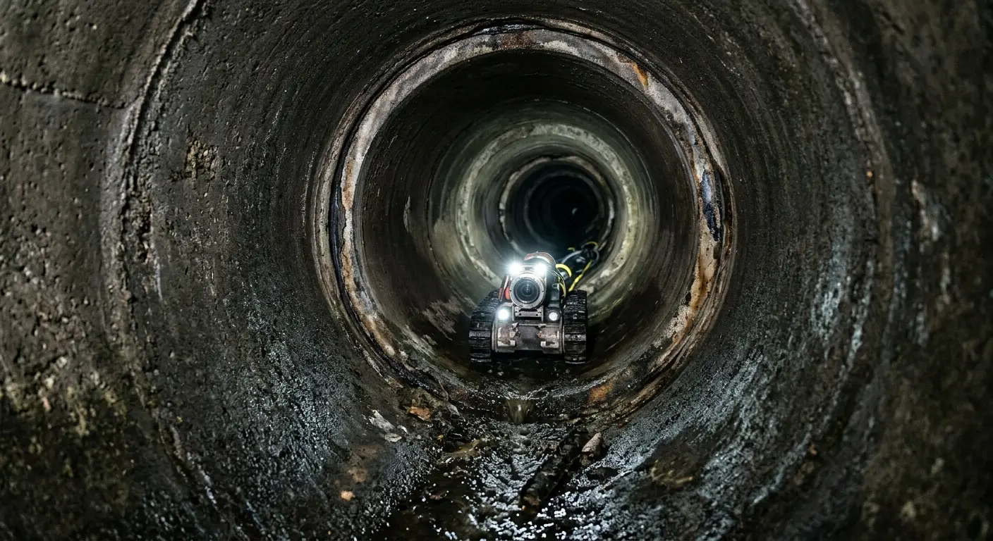 Robotic sewer camera inspecting pipe interior for Drain Snake Service in Townsend